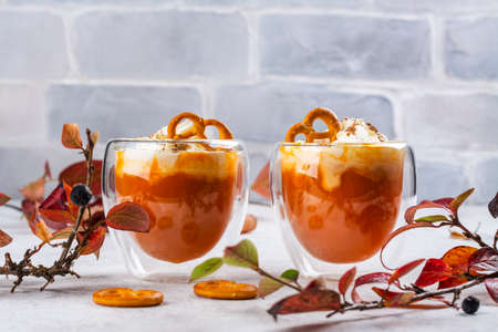 Spice pumpkin latte drinkの写真素材