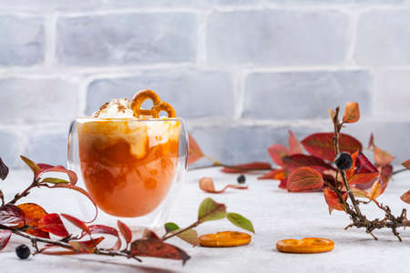 Spice pumpkin latte drinkの写真素材