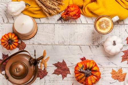 Winter of Fall Cozy backgrouondの写真素材