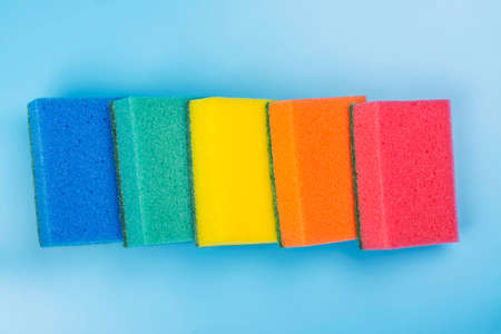 Stack of cleaning spongesの写真素材