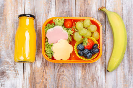 Healthy school lunch boxの写真素材
