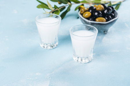 Traditional greek vodka ouzoの写真素材