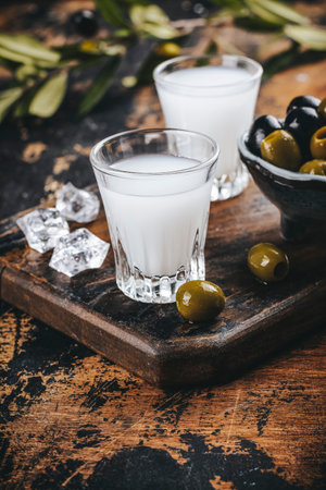Traditional greek vodka ouzoの写真素材