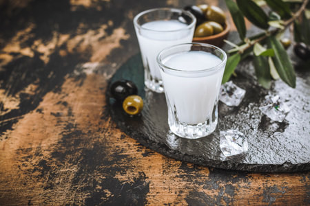 Traditional greek vodka ouzoの写真素材