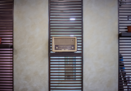Preserved old radio on a shelf and beautiful environment