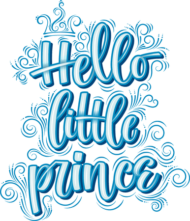 Hand drawn creative calligraphy and brush pen lettering with angelic wings and crown decor, design for t-shirts, kids. Wear, holiday greeting cards.のイラスト素材