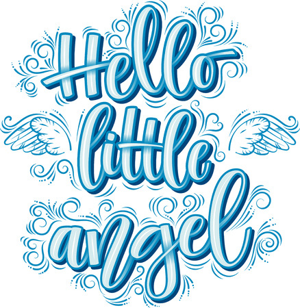 Welcome Baby lettering inscription isolated on white background. Baby shower calligraphy for invitation or greeting card. Vector illustration. Modern brush calligraphy.のイラスト素材