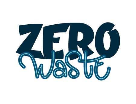 Zero Waste text - Eco color hand draw lettering phraseのイラスト素材