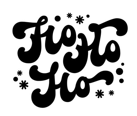 Christmas themed vector typography element, traditional festive phrase, Ho Ho Ho. Trendy script lettering design template for Winter Holiday events. Isolated illustration for any purposesのイラスト素材