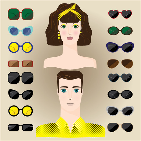 set of male and female points of different shapesのイラスト素材