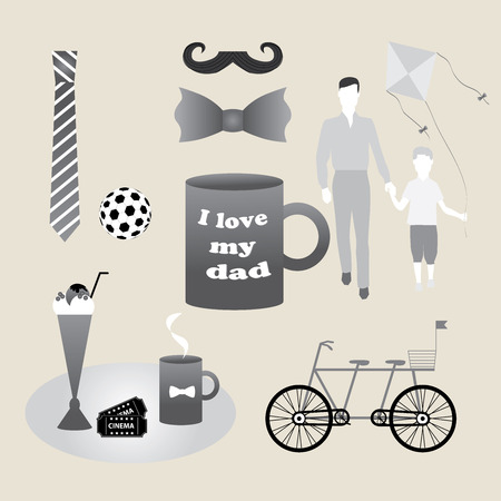 set of objects constituting holiday fathers, men, gentlemenのイラスト素材