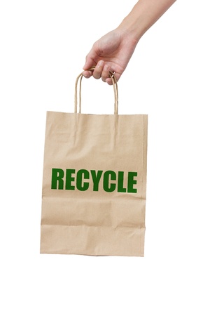 Paper Bag Carrying Isolated On White Background の写真素材