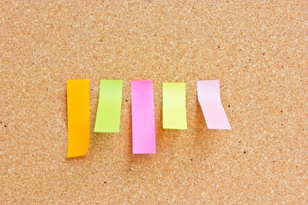 Rectangle reminder notes sticking on cockboard  の写真素材