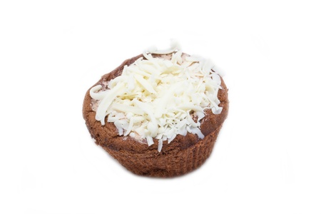 Philippines sponge cake call mamon on white plate.の写真素材