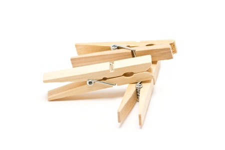 Clothespin three pieces isolated on white background.