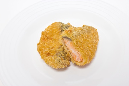Crispy fish fried on white 