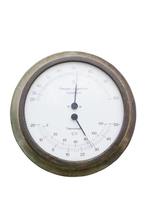 Close up of hygrometer (vintage humidity meter).