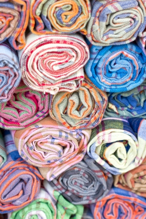 Rolls of colorful fabric.の写真素材