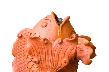 Close up of carved fish fountain.の写真素材