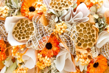 Close up of artificial flower bouquet.の写真素材