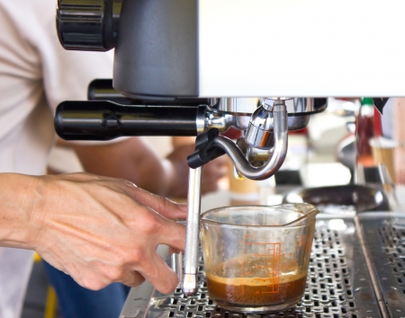 Espresso machine brewing a coffee.の写真素材