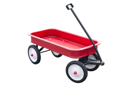 Red pull trolley isolated on white 