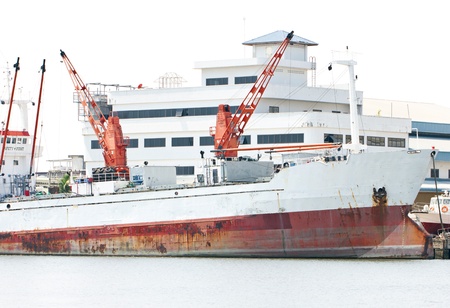 Ship anchor at port 