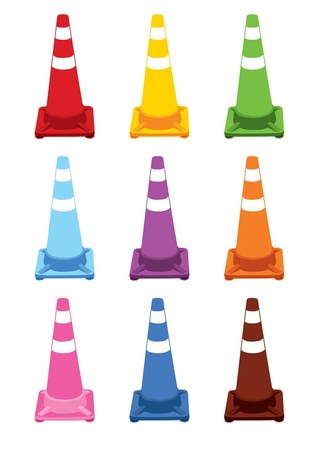 Collection of different color traffic cones illustration のイラスト素材