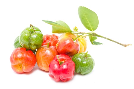 Barbados cherry isolated on white の写真素材