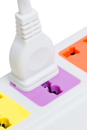 Close up of multiple plug socket の写真素材