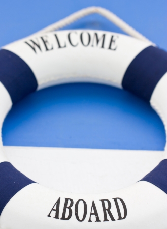 Life buoy on the wall の写真素材