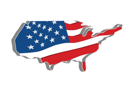 3D flag map of the United States of America  のイラスト素材