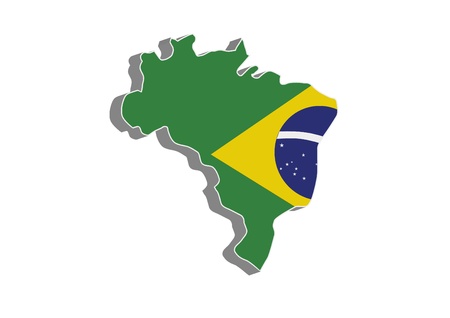3D flag map of Brazil  のイラスト素材