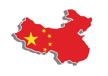 3D flag map of China  のイラスト素材