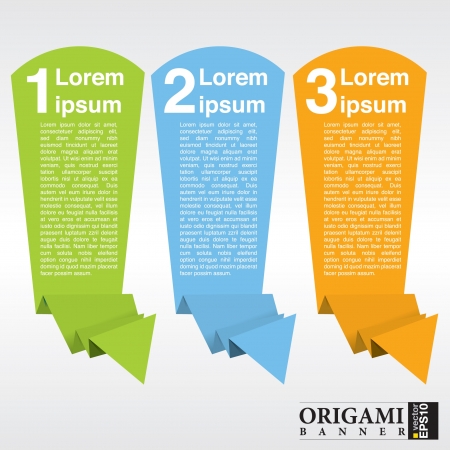 Vertical origami paper banner  with numberedのイラスト素材