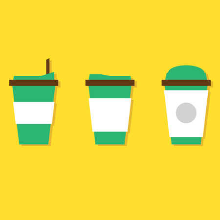 Flat Design A Set Of Hot Coffee Paper Cup Vectorのイラスト素材