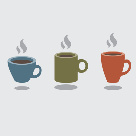 Set Of Hot Coffee Cup Vector Illustrationのイラスト素材