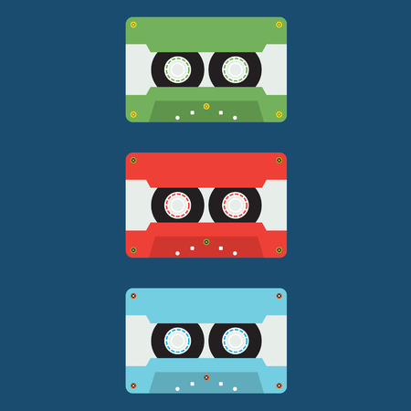 Flat Design Cassette Tape Vector Illustrationのイラスト素材