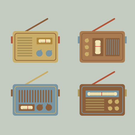 Flat Design Vintage Radio Vector Illustrationのイラスト素材