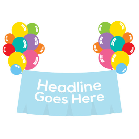 Colorful Balloons With Blank Bannerのイラスト素材
