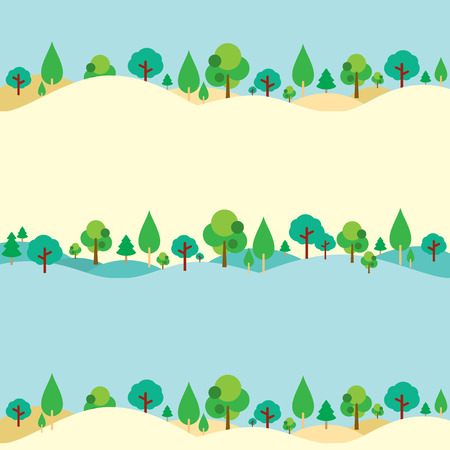 Trees On Hills Natural Backgroundのイラスト素材