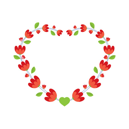 Red Flowers Wreath Vector Illustrationのイラスト素材