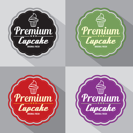 Set of Premium Cupcake Label Vector Illustrationのイラスト素材
