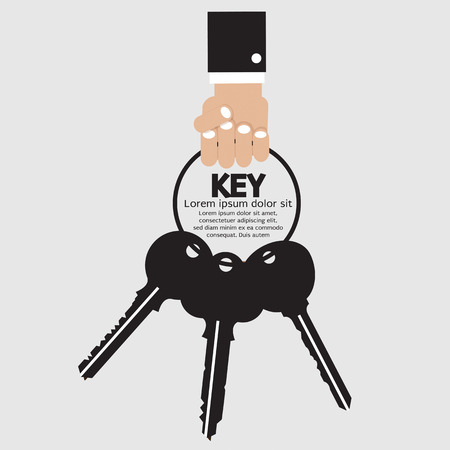 Hand Holding Key Bunch Vector Illustrationのイラスト素材