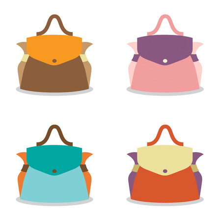 Set of Colorful Women Bag on White Backgroundのイラスト素材