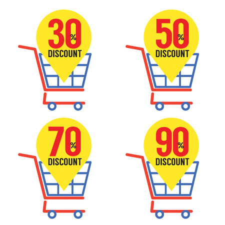 Set Of Shopping Basket Discountのイラスト素材