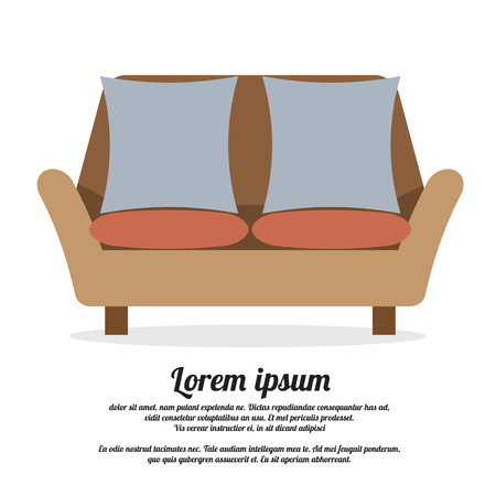 Vintage Two Seat Sofa Vector Illustrationのイラスト素材