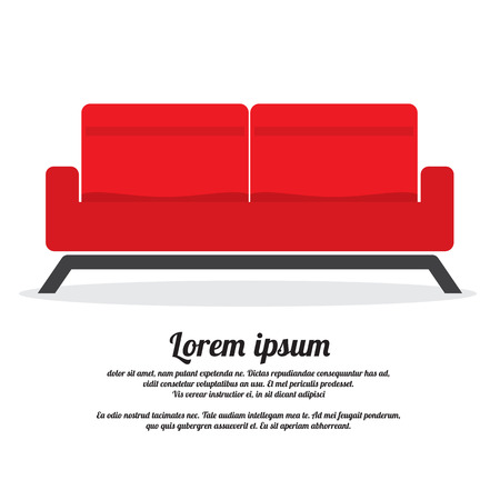 Red Two Seat Sofa Vector Illustrationのイラスト素材