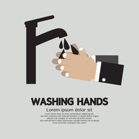 Washing Hands With Faucet Illustrationのイラスト素材
