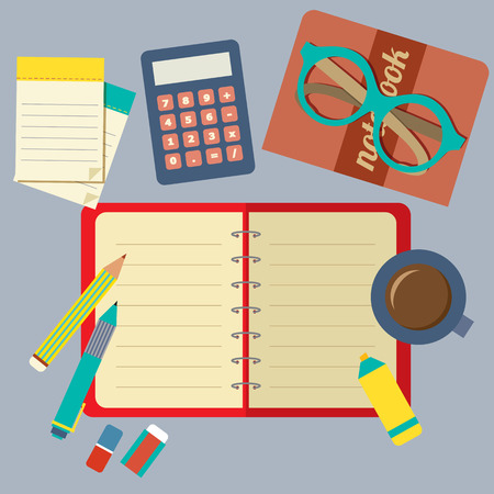 Top View of Desktop Illustrationのイラスト素材